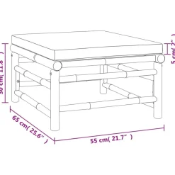 vidaXL Set de muebles de jardín 4 piezas bambú y cojines gris claro Discount