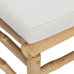 vidaXL Set de muebles de jardín 4 piezas bambú y cojines gris claro Discount