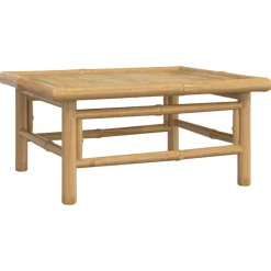 vidaXL Set de muebles de jardín 4 piezas bambú y cojines gris claro Discount