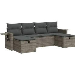 vidaXL Muebles De Jardín-Set de muebles de jardín 6 pzas y cojines ratán sintético
