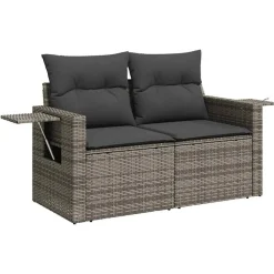 vidaXL Muebles De Jardín-Set de muebles de jardín 6 pzas y cojines ratán sintético
