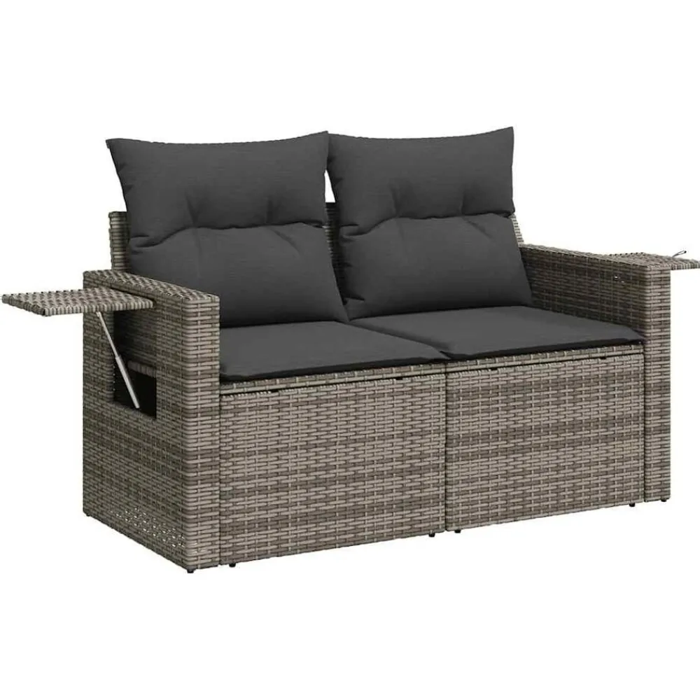 vidaXL Muebles De Jardín-Set de muebles de jardín 6 pzas y cojines ratán sintético