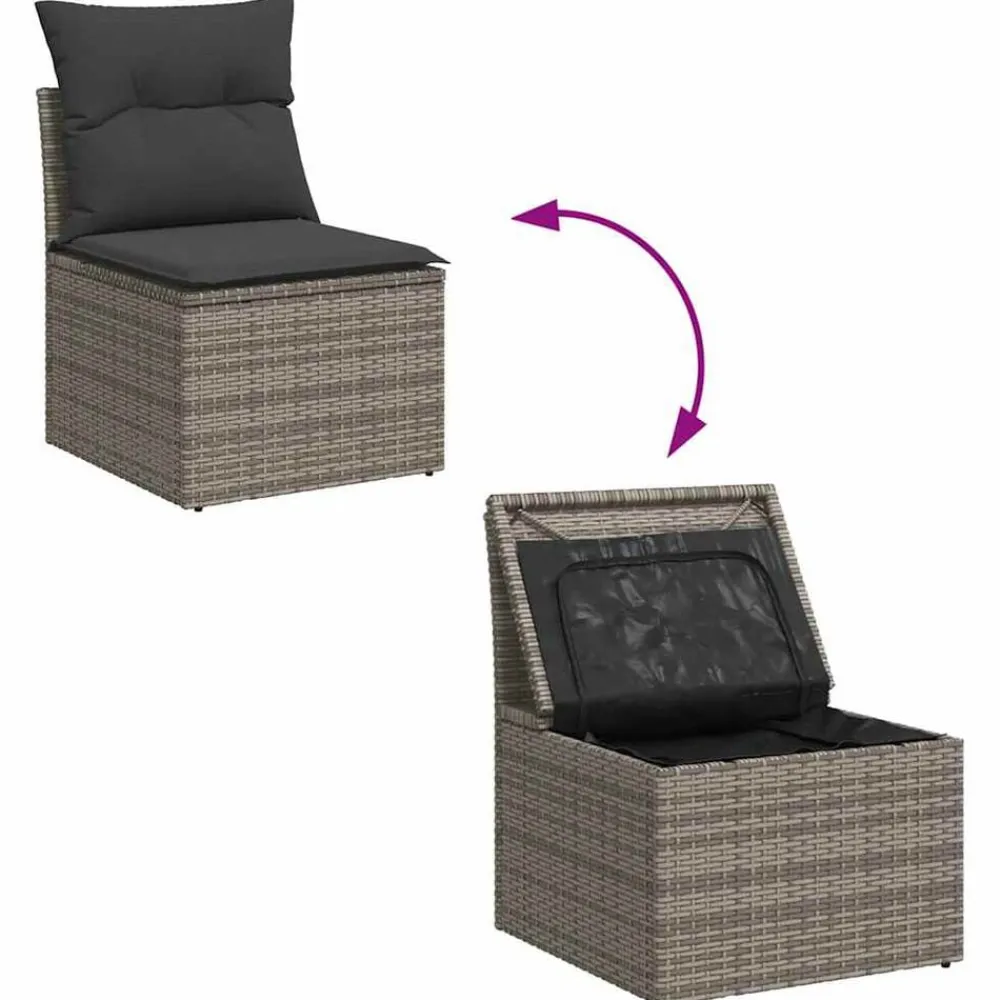 vidaXL Muebles De Jardín-Set de muebles de jardín 6 pzas y cojines ratán sintético