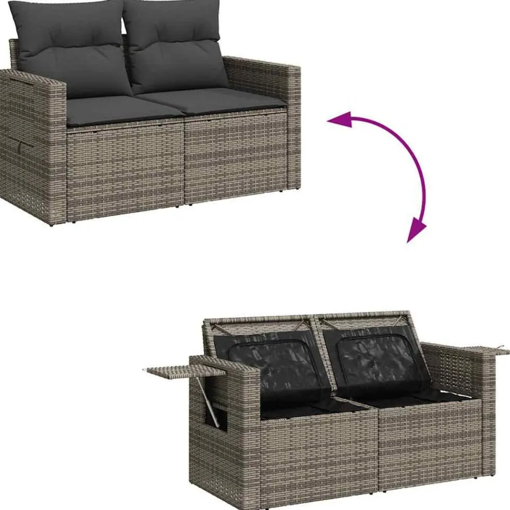 vidaXL Muebles De Jardín-Set de muebles de jardín 6 pzas y cojines ratán sintético
