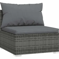 vidaXL Muebles De Jardín-Set de muebles de jardín 4 pzas y cojines ratán sintético gris