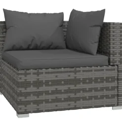 vidaXL Muebles De Jardín-Set de muebles de jardín 4 pzas y cojines ratán sintético gris