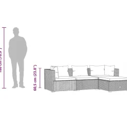 vidaXL Muebles De Jardín-Set de muebles de jardín 4 pzas y cojines ratán sintético gris