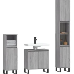 vidaXL Conjuntos De Muebles-Set de muebles de baño 3 pzas madera contrachapada