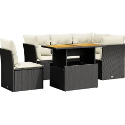 vidaXL Muebles De Jardín-Set de muebles de jardín 5 pzas y cojines ratán sintético negro