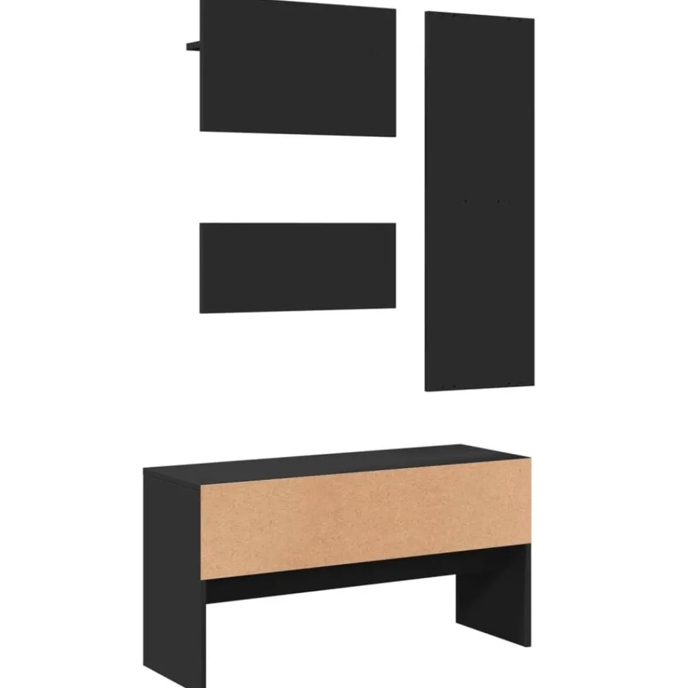 vidaXL Set de muebles de recibidor 4 piezas madera de ingeniería Negro Outlet