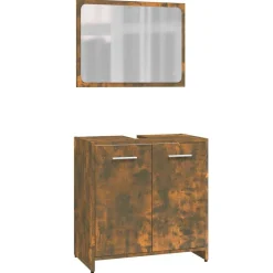 vidaXL Set de muebles de baño madera contrachapada color Roble ahumado Sale