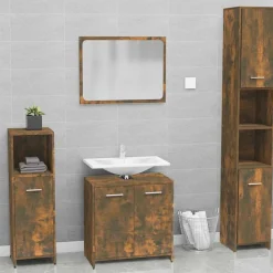 vidaXL Set de muebles de baño madera contrachapada color Roble ahumado Sale