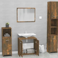 vidaXL Set de muebles de baño madera contrachapada color Roble ahumado Sale