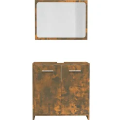 vidaXL Set de muebles de baño madera contrachapada color Roble ahumado Sale
