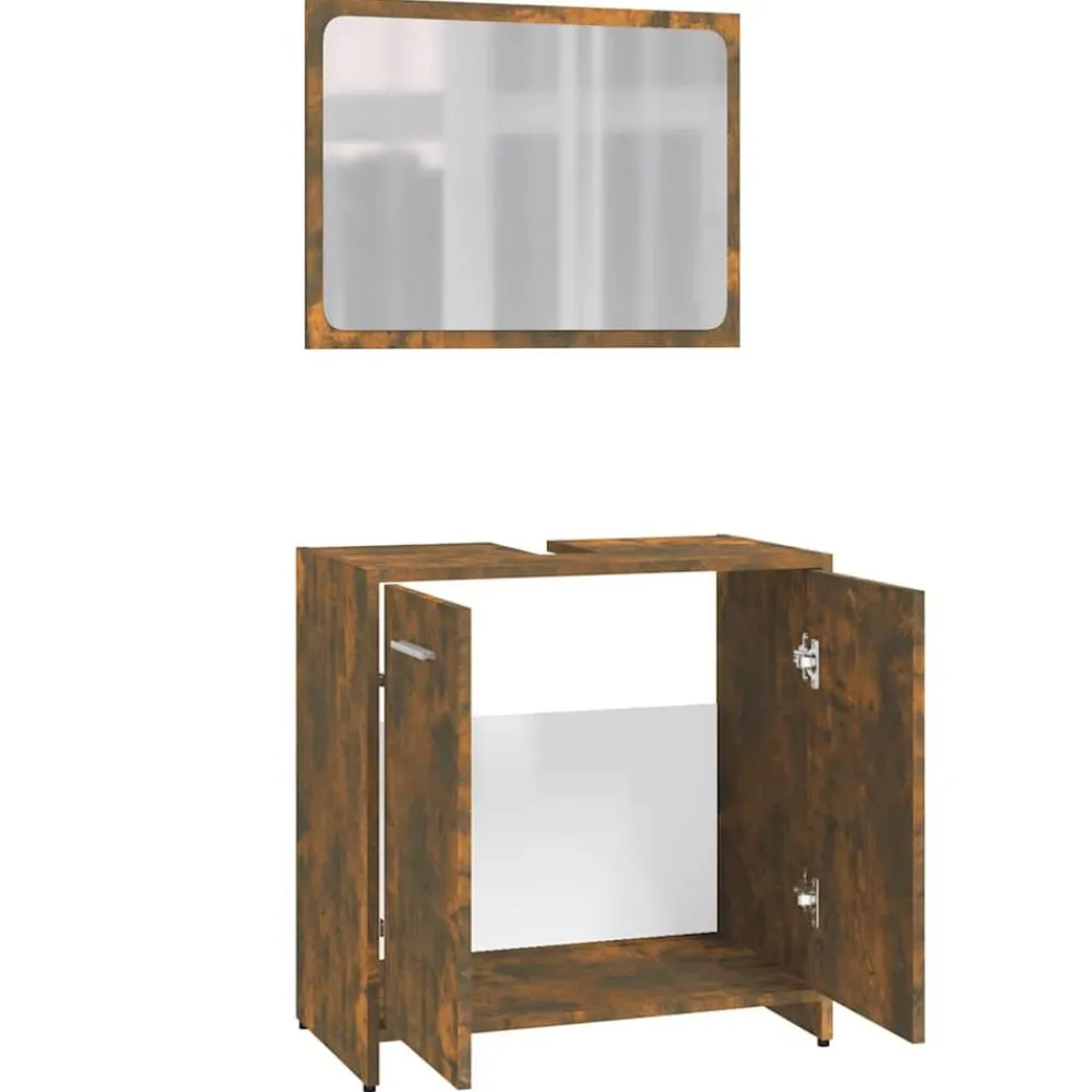 vidaXL Set de muebles de baño madera contrachapada color Roble ahumado Sale