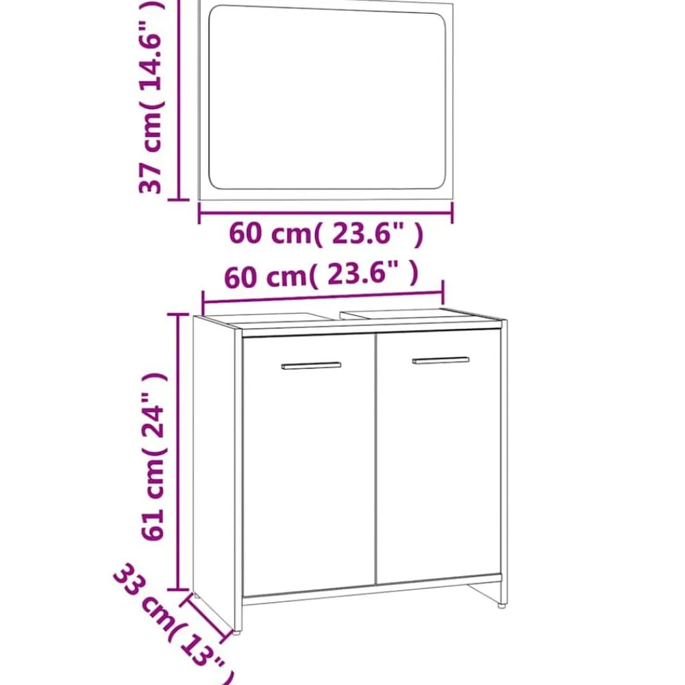vidaXL Set de muebles de baño madera contrachapada color Roble ahumado Sale