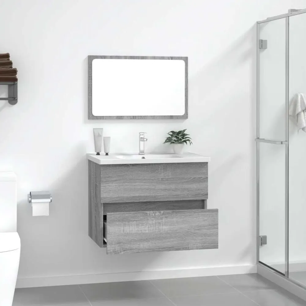vidaXL Set de muebles de baño 2 pzas madera contrachapada Gris sonoma Best