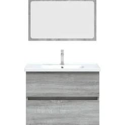 vidaXL Set de muebles de baño 2 pzas madera contrachapada Gris sonoma Best