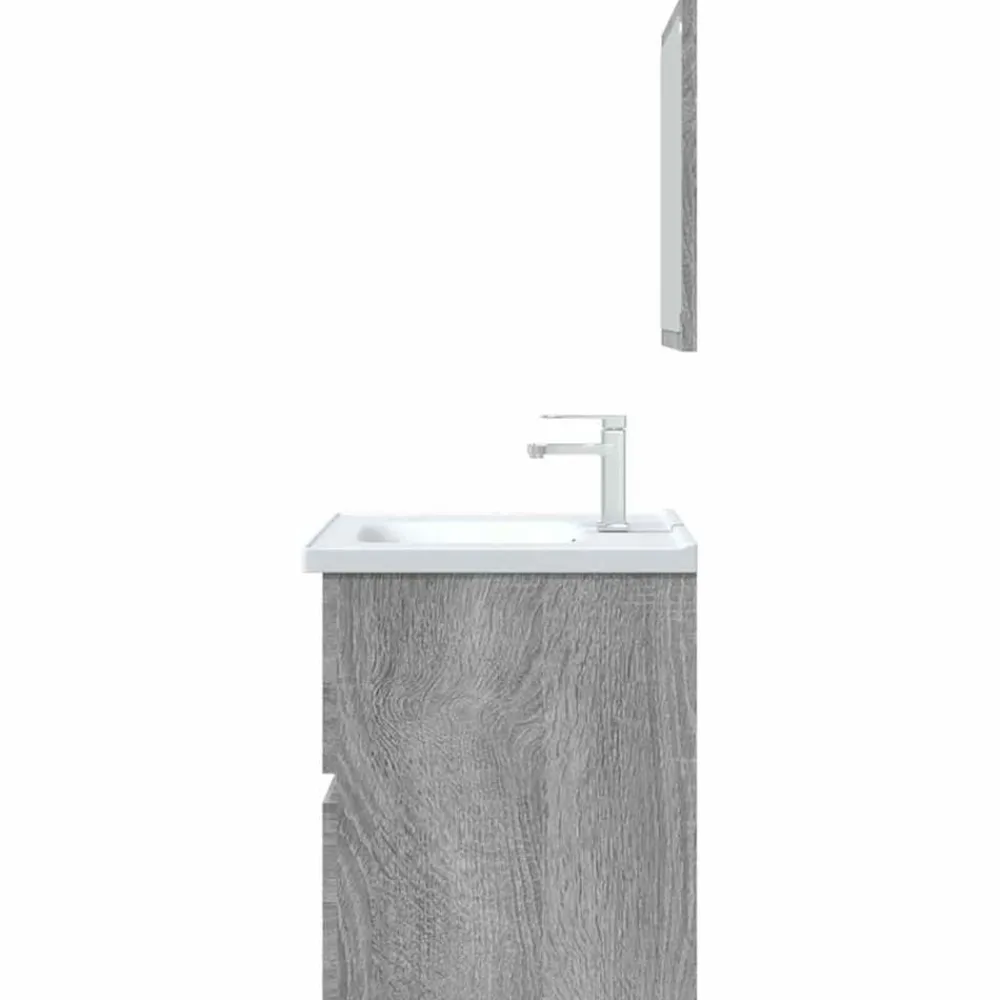 vidaXL Set de muebles de baño 2 pzas madera contrachapada Gris sonoma Best