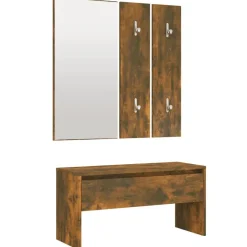 vidaXL Set de muebles de recibidor madera contrachapada Roble ahumado Online