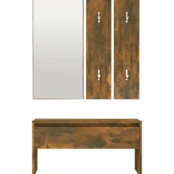 vidaXL Set de muebles de recibidor madera contrachapada Roble ahumado Online