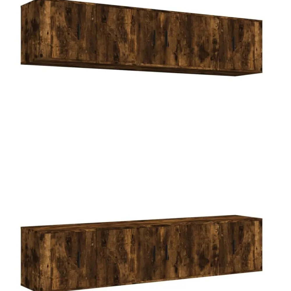 vidaXL Set de muebles de TV 6 pzas madera contrachapada Roble ahumado Online
