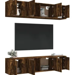vidaXL Set de muebles de TV 6 pzas madera contrachapada Roble ahumado Online