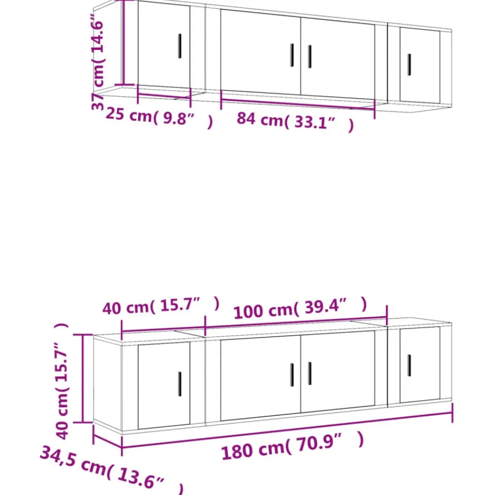 vidaXL Set de muebles de TV 6 pzas madera contrachapada Roble ahumado Online