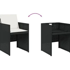 vidaXL Set de muebles jardín 5 pzas con cojines ratán sintético negro Negro y crema Clearance