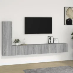 vidaXL Set de muebles para TV 3 pzas madera contrachapada Gris sonoma Discount