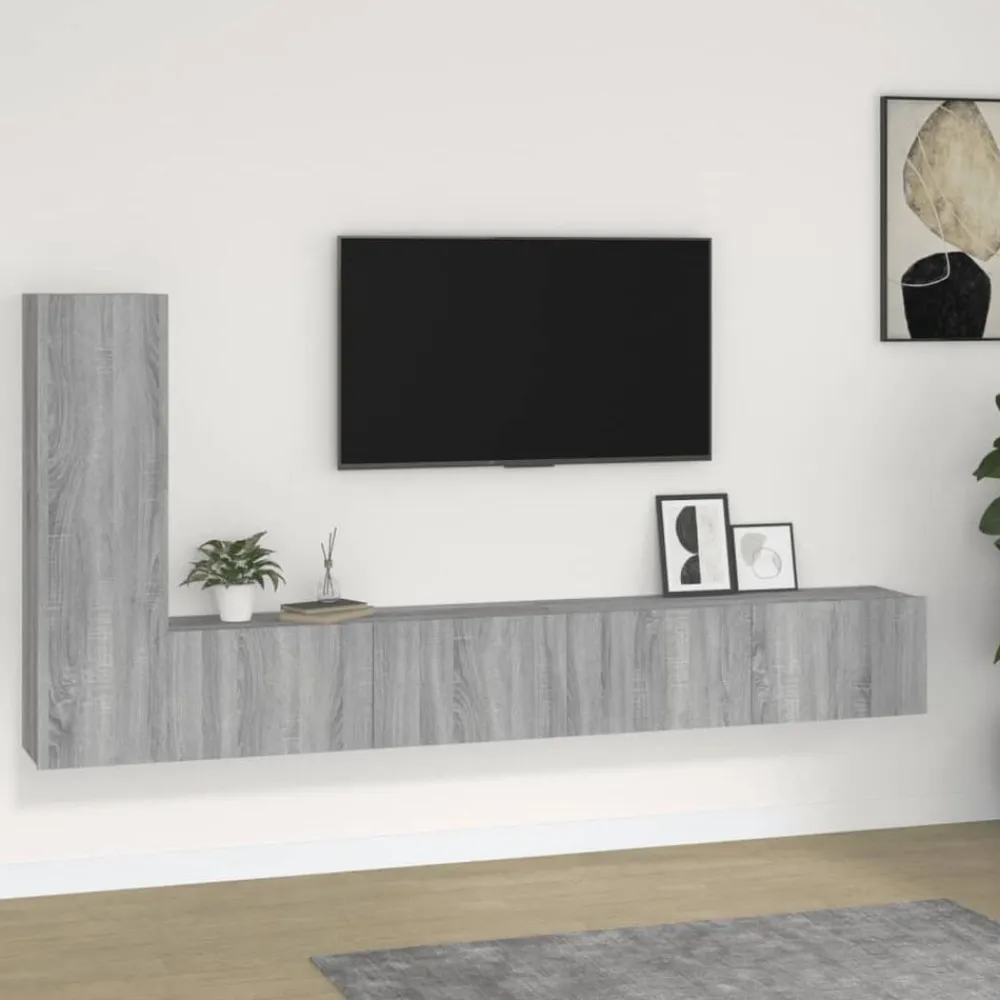 vidaXL Set de muebles para TV 3 pzas madera contrachapada Gris sonoma Discount