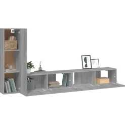 vidaXL Set de muebles para TV 3 pzas madera contrachapada Gris sonoma Discount