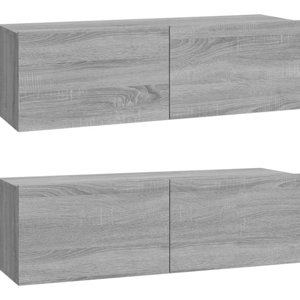 vidaXL Set de muebles para TV 3 pzas madera contrachapada Gris sonoma Discount