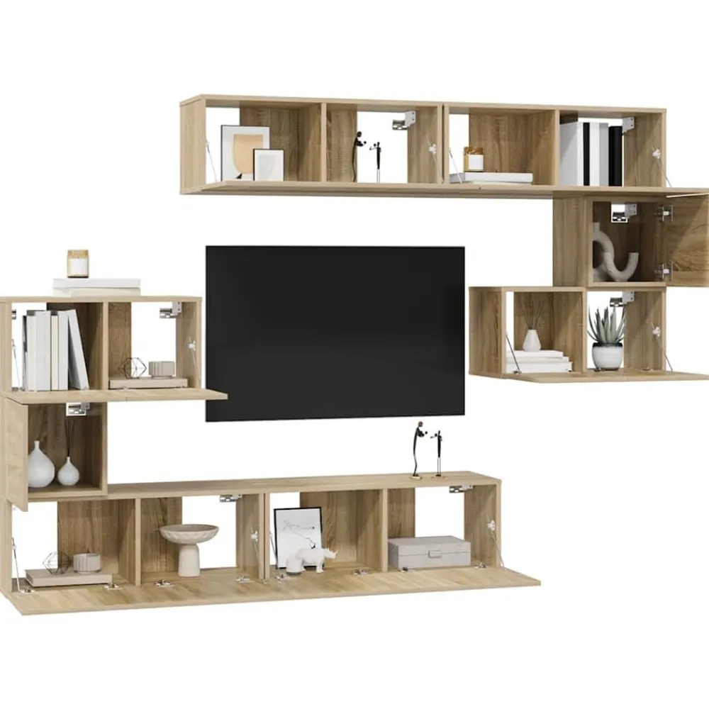 vidaXL Muebles Tv-Set de muebles para TV 8 pzas madera contrachapada