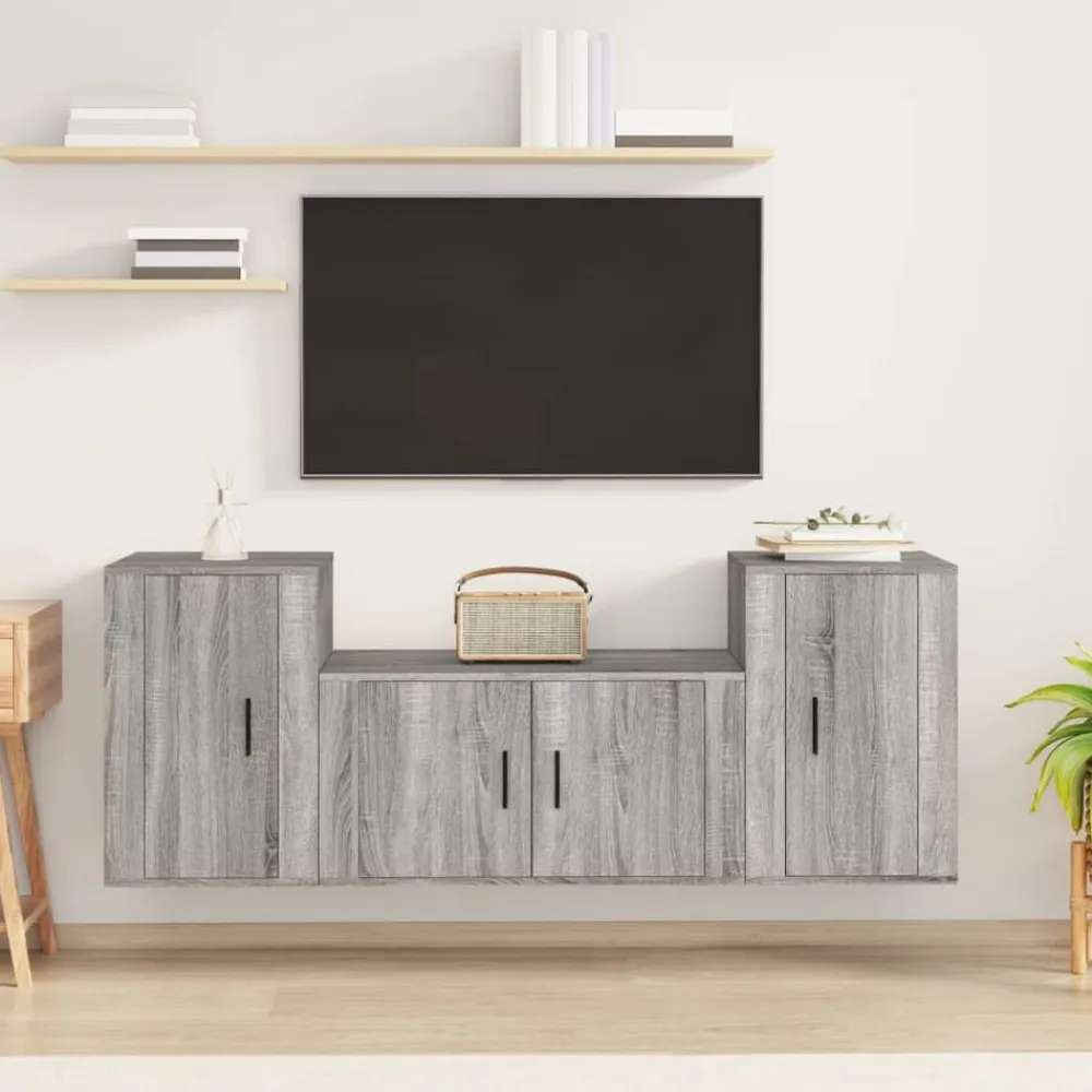 vidaXL Muebles Tv-Set de muebles para TV 3 pzas madera contrachapada