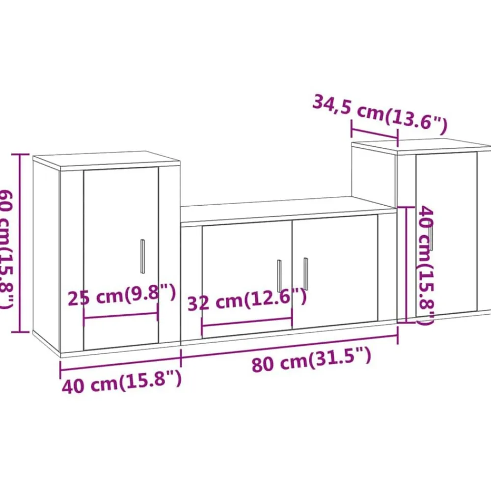 vidaXL Muebles Tv-Set de muebles para TV 3 pzas madera contrachapada