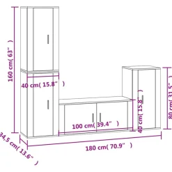 vidaXL Muebles Tv-Set de muebles para TV 4 piezas madera contrachapada