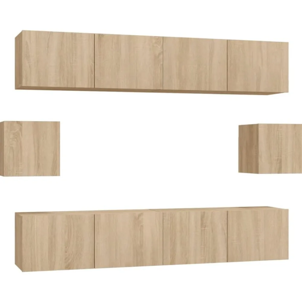 vidaXL Set de muebles para TV 6 pzas madera contrachapada Roble Sonoma New
