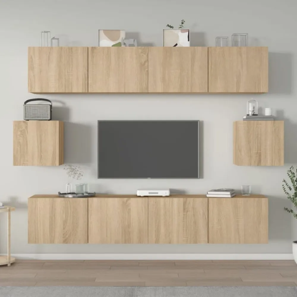 vidaXL Set de muebles para TV 6 pzas madera contrachapada Roble Sonoma New