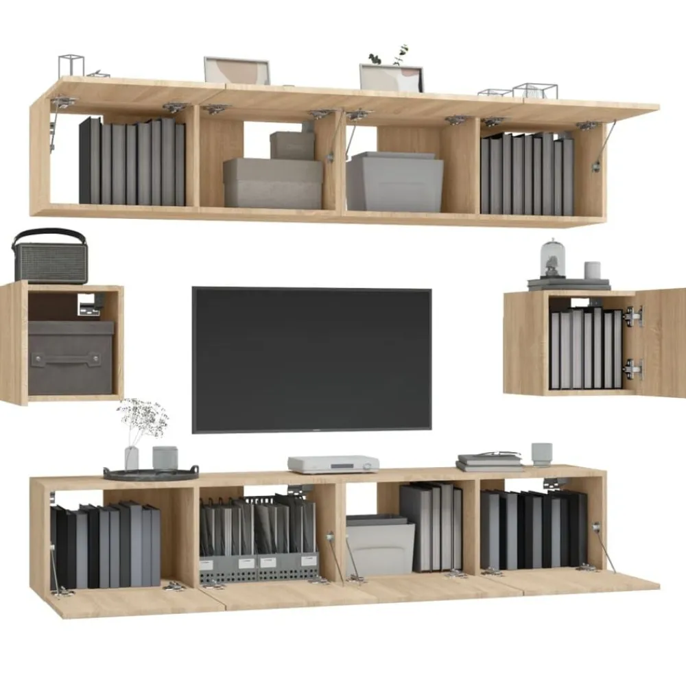 vidaXL Set de muebles para TV 6 pzas madera contrachapada Roble Sonoma New