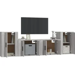 vidaXL Set de muebles para TV 4 pzas madera contrachapada Gris sonoma Sale