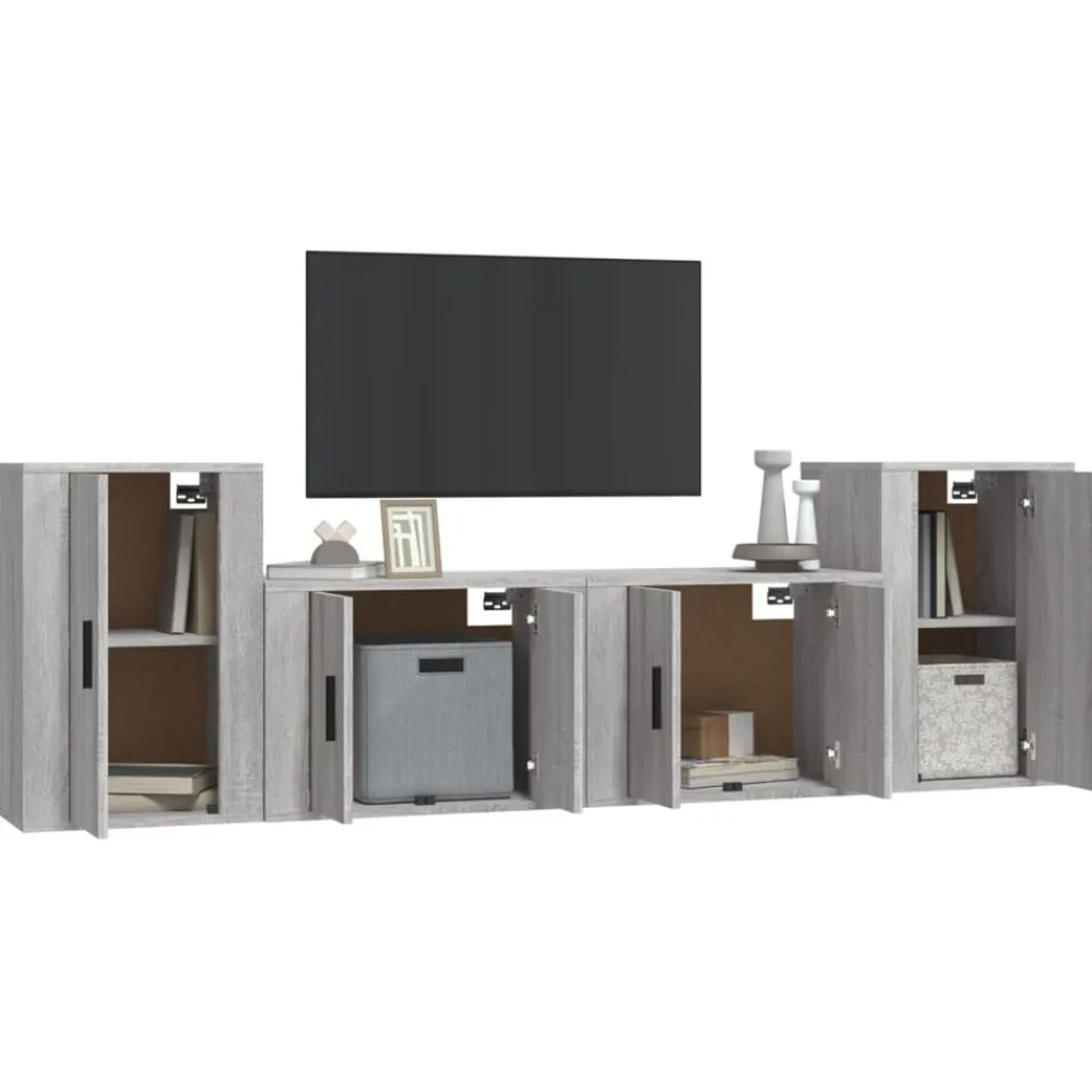 vidaXL Set de muebles para TV 4 pzas madera contrachapada Gris sonoma Sale