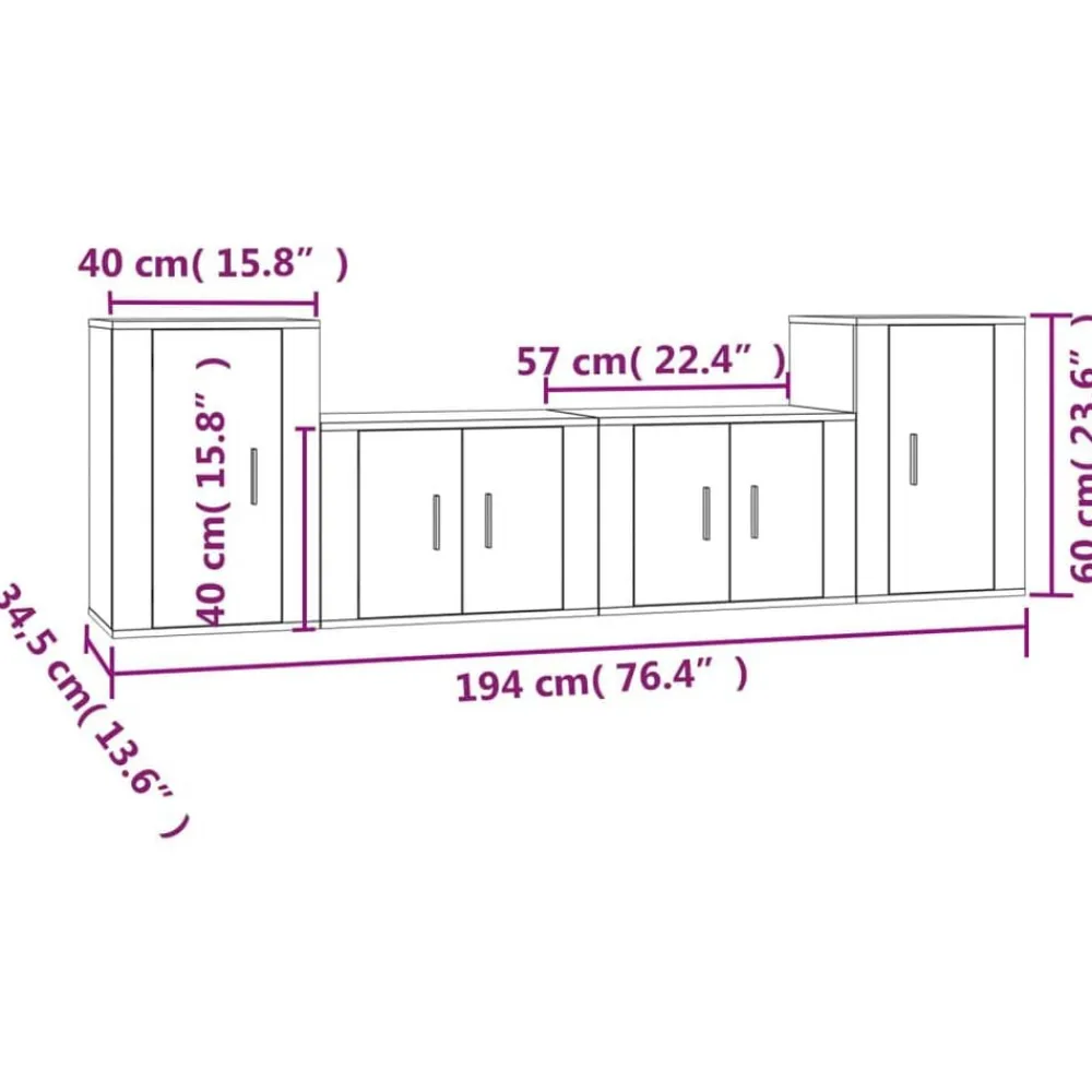 vidaXL Set de muebles para TV 4 pzas madera contrachapada Gris sonoma Sale