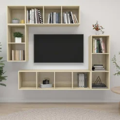 vidaXL Muebles Tv-Set de muebles para TV 4 pzas madera contrachapada