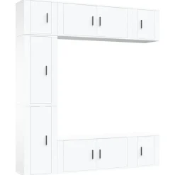 vidaXL Muebles Tv-Set de muebles para TV 7 piezas madera contrachapada blanco