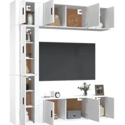 vidaXL Muebles Tv-Set de muebles para TV 7 piezas madera contrachapada blanco