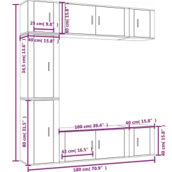 vidaXL Muebles Tv-Set de muebles para TV 7 piezas madera contrachapada blanco