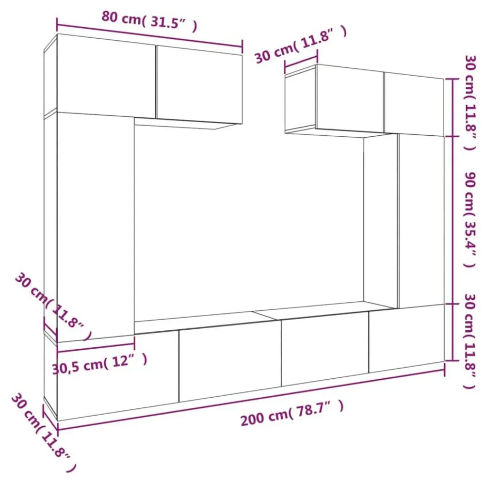 vidaXL Muebles Tv-Set de muebles para TV 6 pzas madera contrachapada
