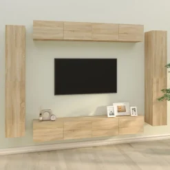 vidaXL Set de muebles para TV 8 pzas madera contrachapada Roble Sonoma Hot