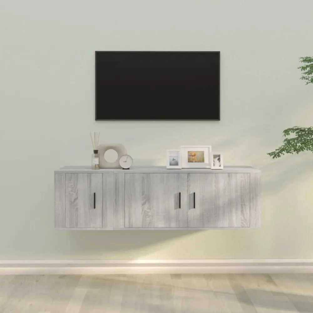 vidaXL Set de muebles para TV 2 pzas madera contrachapada Gris sonoma Discount